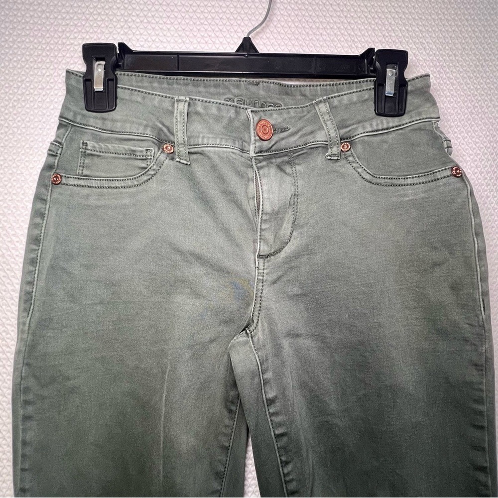 Maurices Womens Skinny Jeans Olive Green Mid Rise Stretch Pants Size S-R (4-6) - Picture 4 of 7